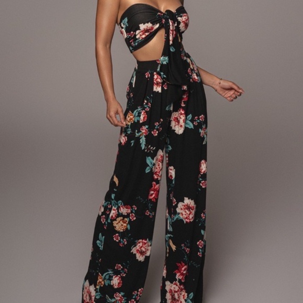 Jluxlabel Black Floral Blossom 2PC Set, size small